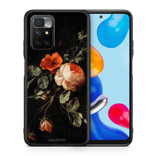Θήκη Xiaomi Redmi 10/Redmi Note 11 4G Vintage Roses από τη Smartfits με σχέδιο στο πίσω μέρος και μαύρο περίβλημα | Xiaomi Redmi 10/Redmi Note 11 4G Vintage Roses case with colorful back and black bezels