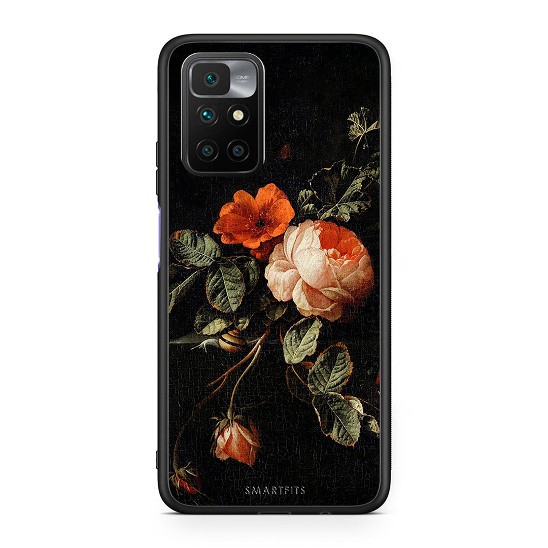 Xiaomi Redmi 10/Redmi Note 11 4G Vintage Roses θήκη από τη Smartfits με σχέδιο στο πίσω μέρος και μαύρο περίβλημα | Smartphone case with colorful back and black bezels by Smartfits