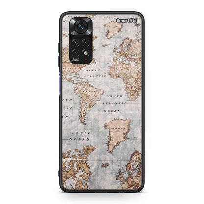 Xiaomi Redmi Note 11 World Map Θήκη από τη Smartfits με σχέδιο στο πίσω μέρος και μαύρο περίβλημα | Smartphone case with colorful back and black bezels by Smartfits