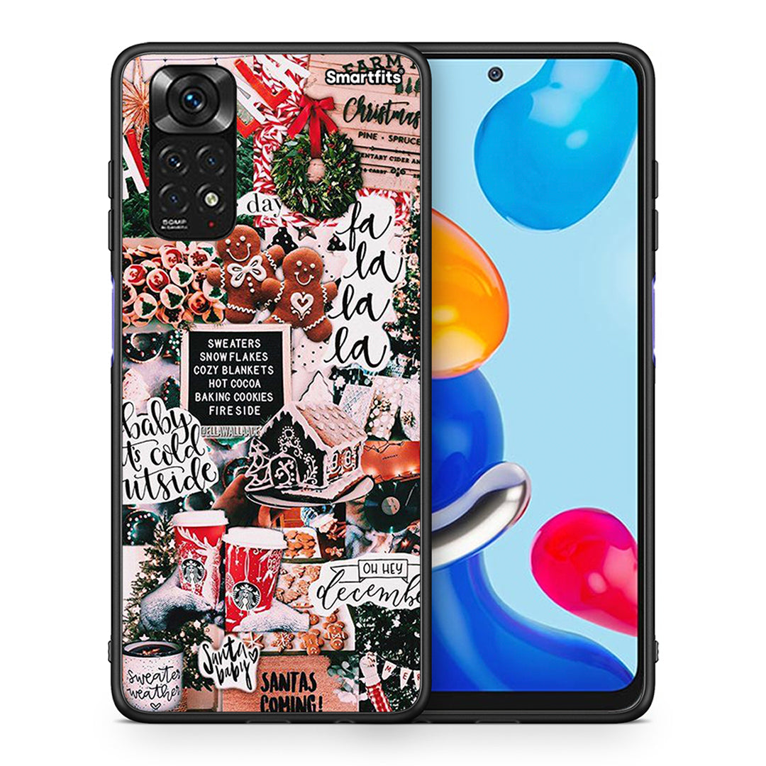 Θήκη Xiaomi Redmi Note 11 Xmas Habbits από τη Smartfits με σχέδιο στο πίσω μέρος και μαύρο περίβλημα | Xiaomi Redmi Note 11 Xmas Habbits case with colorful back and black bezels