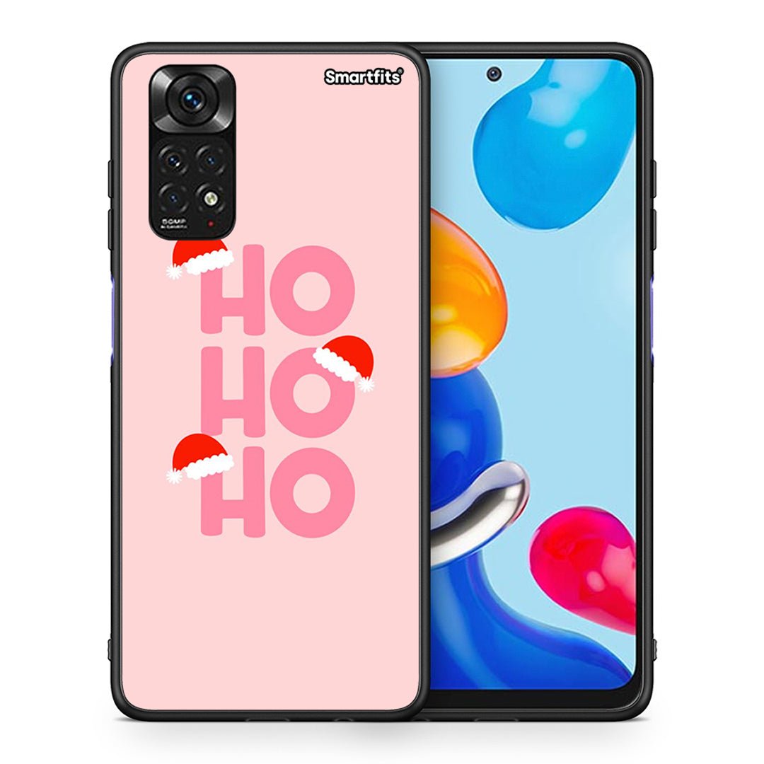 Θήκη Xiaomi Redmi 10/Redmi Note 11 4G Xmas Ho Ho Ho από τη Smartfits με σχέδιο στο πίσω μέρος και μαύρο περίβλημα | Xiaomi Redmi 10/Redmi Note 11 4G Xmas Ho Ho Ho case with colorful back and black bezels