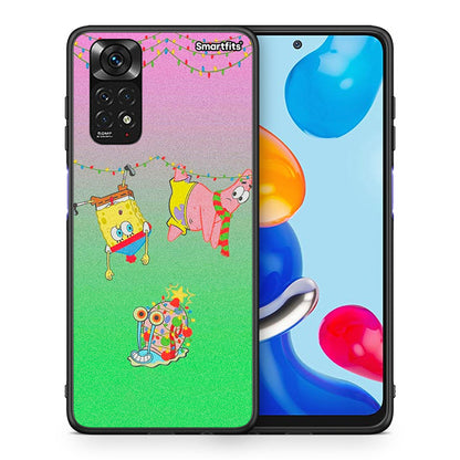 Θήκη Xiaomi Redmi Note 11 Xmas Lights από τη Smartfits με σχέδιο στο πίσω μέρος και μαύρο περίβλημα | Xiaomi Redmi Note 11 Xmas Lights case with colorful back and black bezels