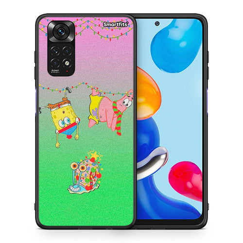 Θήκη Xiaomi Redmi Note 11 Xmas Lights από τη Smartfits με σχέδιο στο πίσω μέρος και μαύρο περίβλημα | Xiaomi Redmi Note 11 Xmas Lights case with colorful back and black bezels