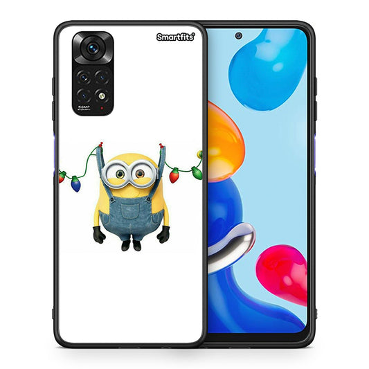Θήκη Xiaomi Redmi 10/Redmi Note 11 4G Xmas Minion Lights από τη Smartfits με σχέδιο στο πίσω μέρος και μαύρο περίβλημα | Xiaomi Redmi 10/Redmi Note 11 4G Xmas Minion Lights case with colorful back and black bezels