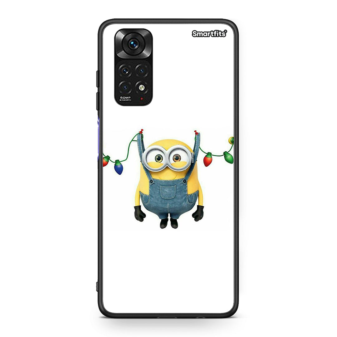 Xiaomi Redmi Note 11 Xmas Minion Lights θήκη από τη Smartfits με σχέδιο στο πίσω μέρος και μαύρο περίβλημα | Smartphone case with colorful back and black bezels by Smartfits