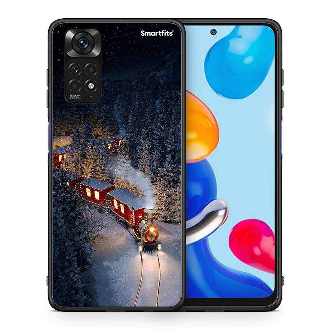 Θήκη Xiaomi Redmi Note 11 Xmas Train από τη Smartfits με σχέδιο στο πίσω μέρος και μαύρο περίβλημα | Xiaomi Redmi Note 11 Xmas Train case with colorful back and black bezels