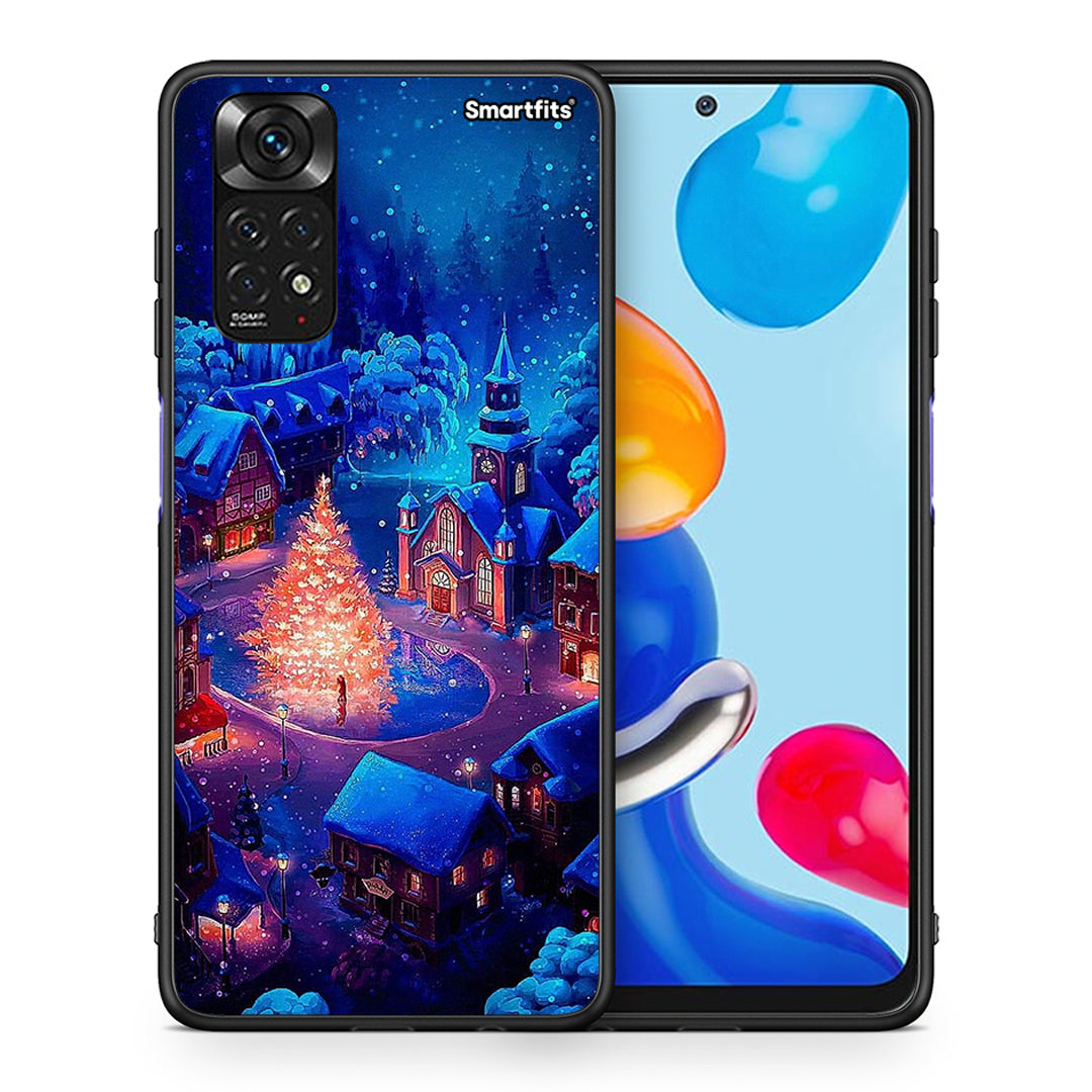 Θήκη Xiaomi Redmi Note 11 Xmas Village από τη Smartfits με σχέδιο στο πίσω μέρος και μαύρο περίβλημα | Xiaomi Redmi Note 11 Xmas Village case with colorful back and black bezels