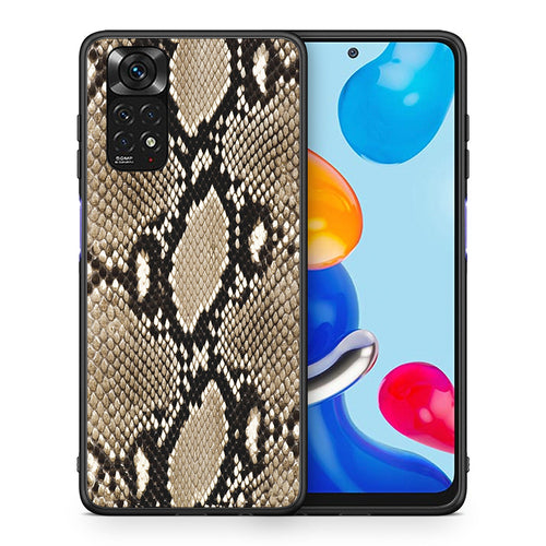 Θήκη Xiaomi Redmi Note 11 Fashion Snake Animal από τη Smartfits με σχέδιο στο πίσω μέρος και μαύρο περίβλημα | Xiaomi Redmi Note 11 Fashion Snake Animal case with colorful back and black bezels