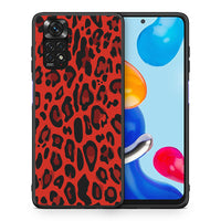 Thumbnail for Θήκη Xiaomi Redmi Note 11 Red Leopard Animal από τη Smartfits με σχέδιο στο πίσω μέρος και μαύρο περίβλημα | Xiaomi Redmi Note 11 Red Leopard Animal case with colorful back and black bezels