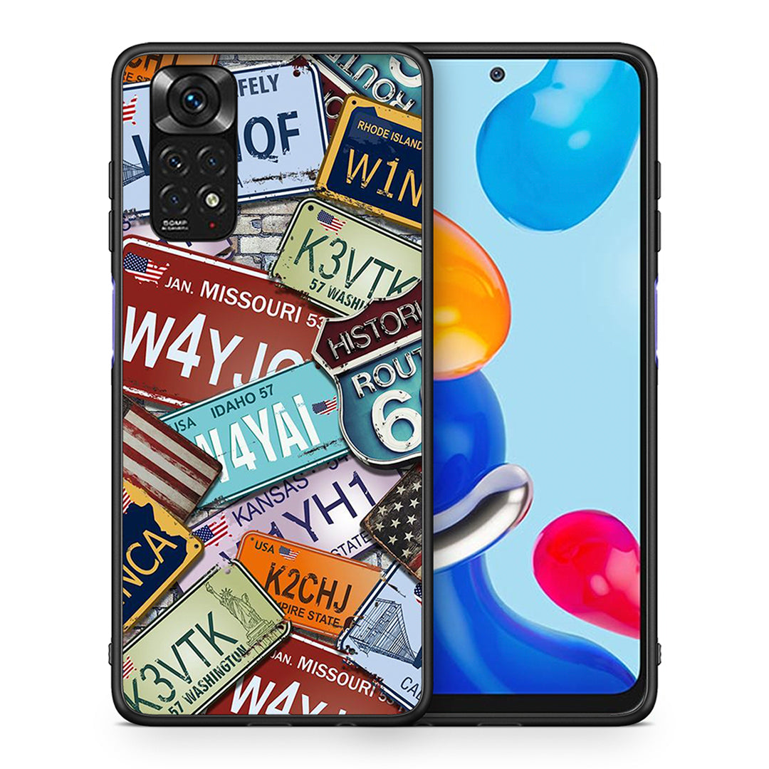 Θήκη Xiaomi Redmi Note 11 Car Plates από τη Smartfits με σχέδιο στο πίσω μέρος και μαύρο περίβλημα | Xiaomi Redmi Note 11 Car Plates case with colorful back and black bezels