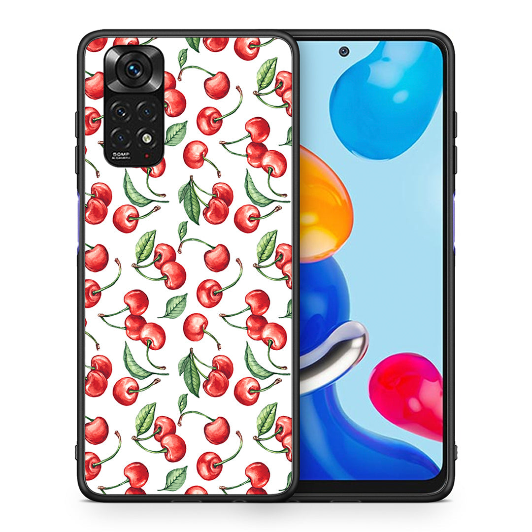 Θήκη Xiaomi Redmi Note 11 Cherry Summer από τη Smartfits με σχέδιο στο πίσω μέρος και μαύρο περίβλημα | Xiaomi Redmi Note 11 Cherry Summer case with colorful back and black bezels