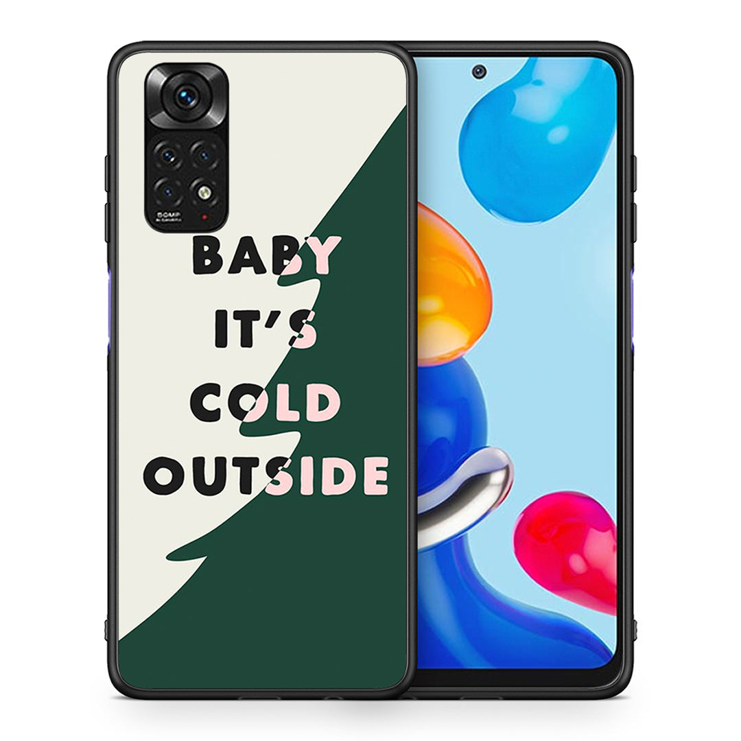 Χριστουγεννιάτικη Θήκη Xiaomi Redmi 10 / Redmi Note 11 4G Cold Outside από τη Smartfits με σχέδιο στο πίσω μέρος και μαύρο περίβλημα | Xiaomi Redmi 10 / Redmi Note 11 4G Cold Outside case with colorful back and black bezels