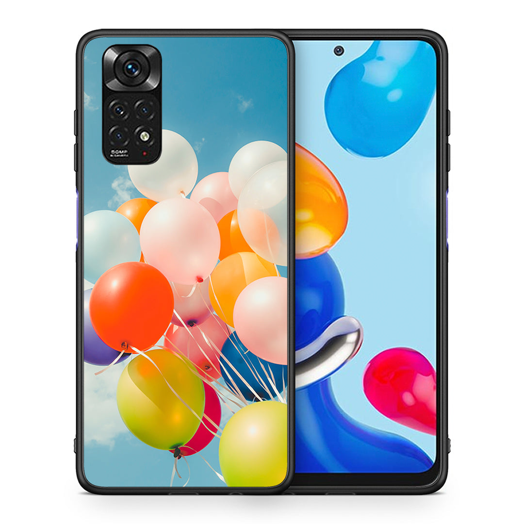 Θήκη Xiaomi Redmi Note 11 Colorful Balloons από τη Smartfits με σχέδιο στο πίσω μέρος και μαύρο περίβλημα | Xiaomi Redmi Note 11 Colorful Balloons case with colorful back and black bezels