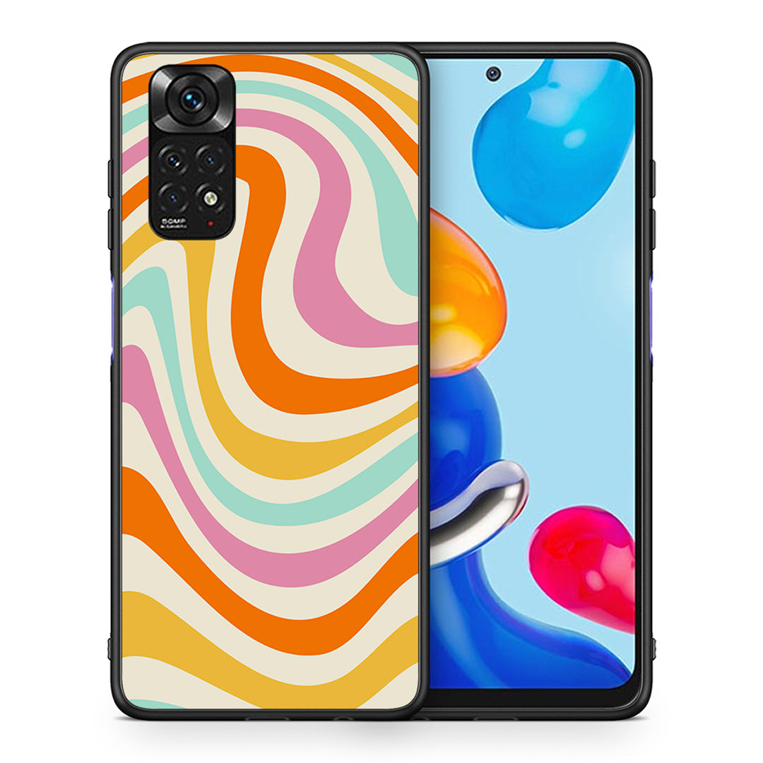 Θήκη Xiaomi Redmi Note 11 Colourful Waves από τη Smartfits με σχέδιο στο πίσω μέρος και μαύρο περίβλημα | Xiaomi Redmi Note 11 Colourful Waves case with colorful back and black bezels