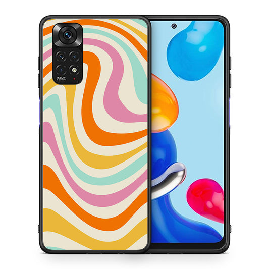 Θήκη Xiaomi Redmi Note 11 Colourful Waves από τη Smartfits με σχέδιο στο πίσω μέρος και μαύρο περίβλημα | Xiaomi Redmi Note 11 Colourful Waves case with colorful back and black bezels