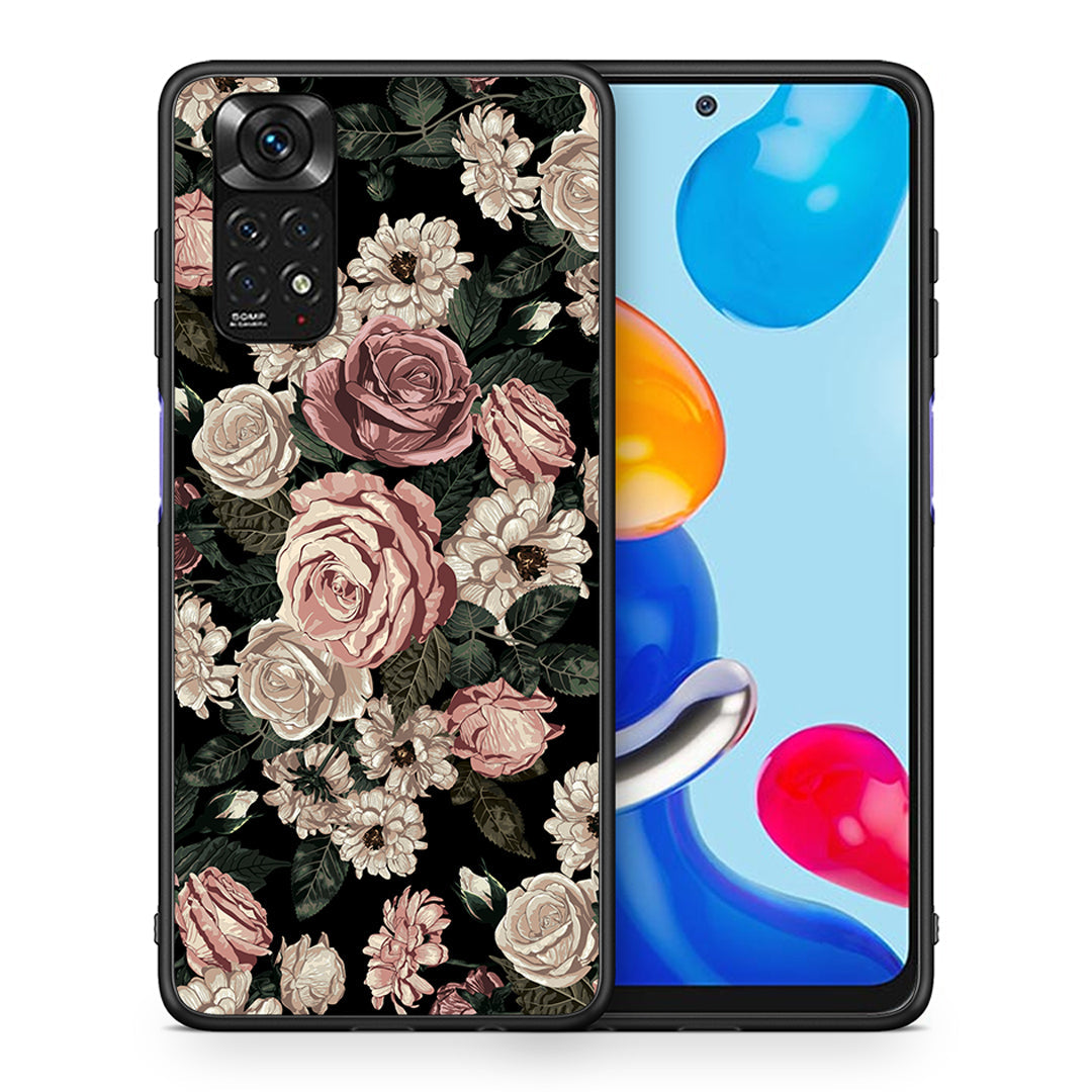 Θήκη Xiaomi Redmi Note 11 Wild Roses Flower από τη Smartfits με σχέδιο στο πίσω μέρος και μαύρο περίβλημα | Xiaomi Redmi Note 11 Wild Roses Flower case with colorful back and black bezels