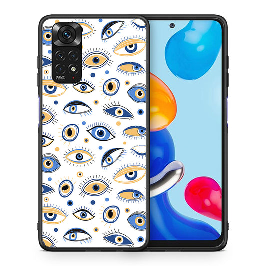 Θήκη Xiaomi Redmi Note 11 Ftou Ftou από τη Smartfits με σχέδιο στο πίσω μέρος και μαύρο περίβλημα | Xiaomi Redmi Note 11 Ftou Ftou case with colorful back and black bezels