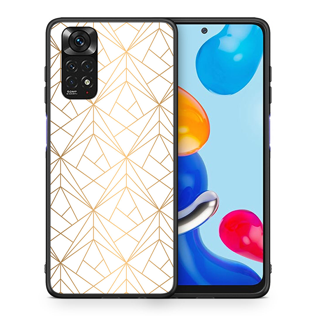 Θήκη Xiaomi Redmi Note 11 Luxury White Geometric από τη Smartfits με σχέδιο στο πίσω μέρος και μαύρο περίβλημα | Xiaomi Redmi Note 11 Luxury White Geometric case with colorful back and black bezels