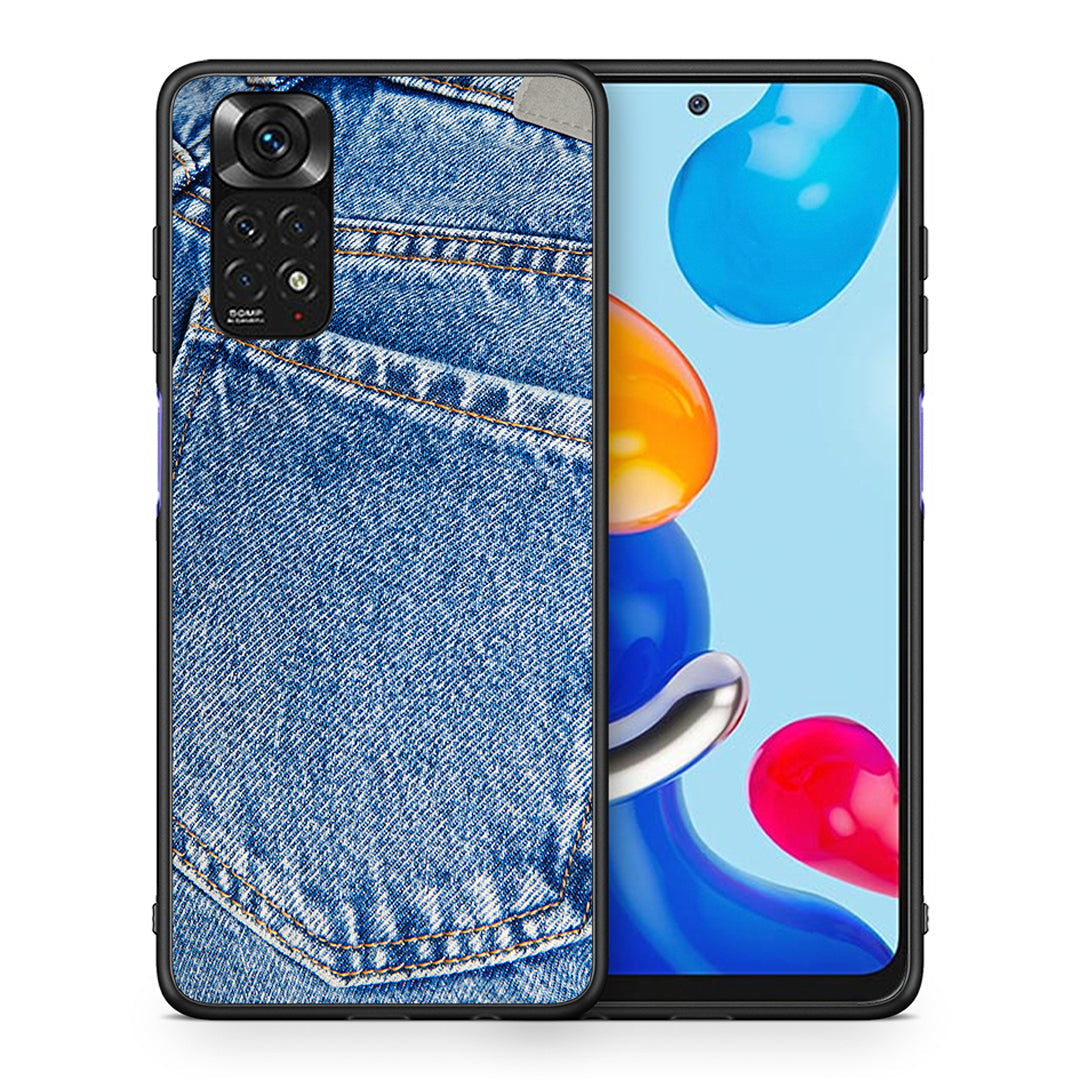 Θήκη Xiaomi Redmi Note 11 Jeans Pocket από τη Smartfits με σχέδιο στο πίσω μέρος και μαύρο περίβλημα | Xiaomi Redmi Note 11 Jeans Pocket case with colorful back and black bezels