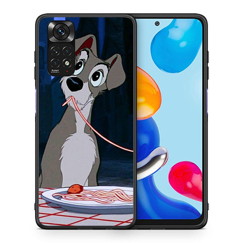 Θήκη Αγίου Βαλεντίνου Xiaomi Redmi Note 11 Lady And Tramp 1 από τη Smartfits με σχέδιο στο πίσω μέρος και μαύρο περίβλημα | Xiaomi Redmi Note 11 Lady And Tramp 1 case with colorful back and black bezels