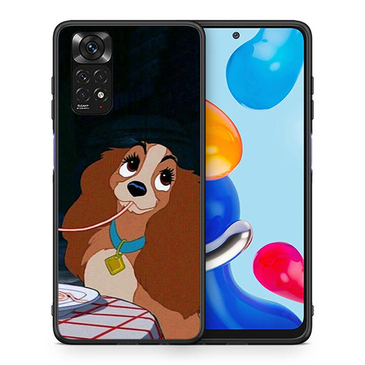 Θήκη Αγίου Βαλεντίνου Xiaomi Redmi Note 11 Lady And Tramp 2 από τη Smartfits με σχέδιο στο πίσω μέρος και μαύρο περίβλημα | Xiaomi Redmi Note 11 Lady And Tramp 2 case with colorful back and black bezels