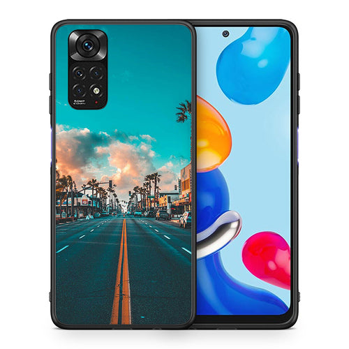 Θήκη Xiaomi Redmi Note 11 City Landscape από τη Smartfits με σχέδιο στο πίσω μέρος και μαύρο περίβλημα | Xiaomi Redmi Note 11 City Landscape case with colorful back and black bezels