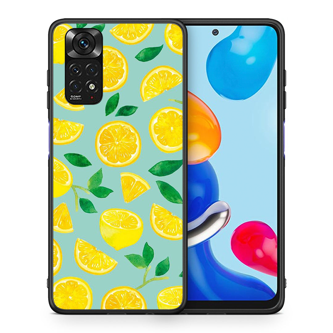 Θήκη Xiaomi Redmi Note 11 Lemons από τη Smartfits με σχέδιο στο πίσω μέρος και μαύρο περίβλημα | Xiaomi Redmi Note 11 Lemons case with colorful back and black bezels
