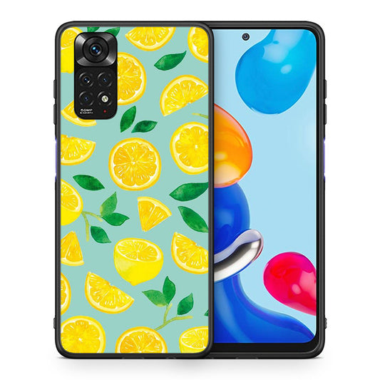 Θήκη Xiaomi Redmi Note 11 Lemons από τη Smartfits με σχέδιο στο πίσω μέρος και μαύρο περίβλημα | Xiaomi Redmi Note 11 Lemons case with colorful back and black bezels