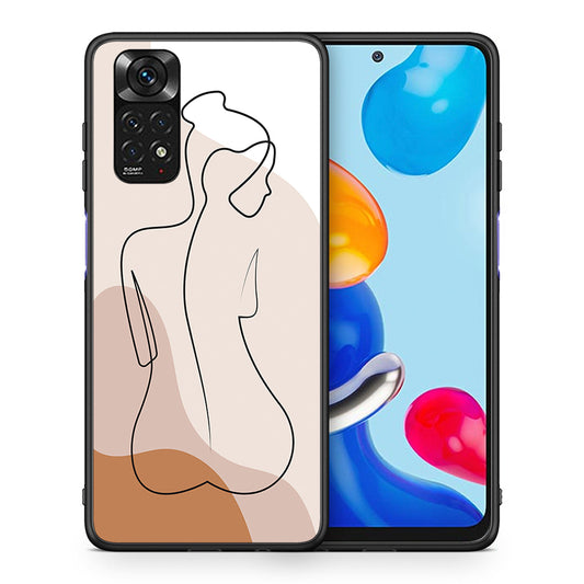 Θήκη Xiaomi Redmi Note 11 LineArt Woman από τη Smartfits με σχέδιο στο πίσω μέρος και μαύρο περίβλημα | Xiaomi Redmi Note 11 LineArt Woman case with colorful back and black bezels