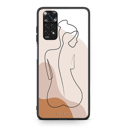 Xiaomi Redmi Note 11 LineArt Woman θήκη από τη Smartfits με σχέδιο στο πίσω μέρος και μαύρο περίβλημα | Smartphone case with colorful back and black bezels by Smartfits