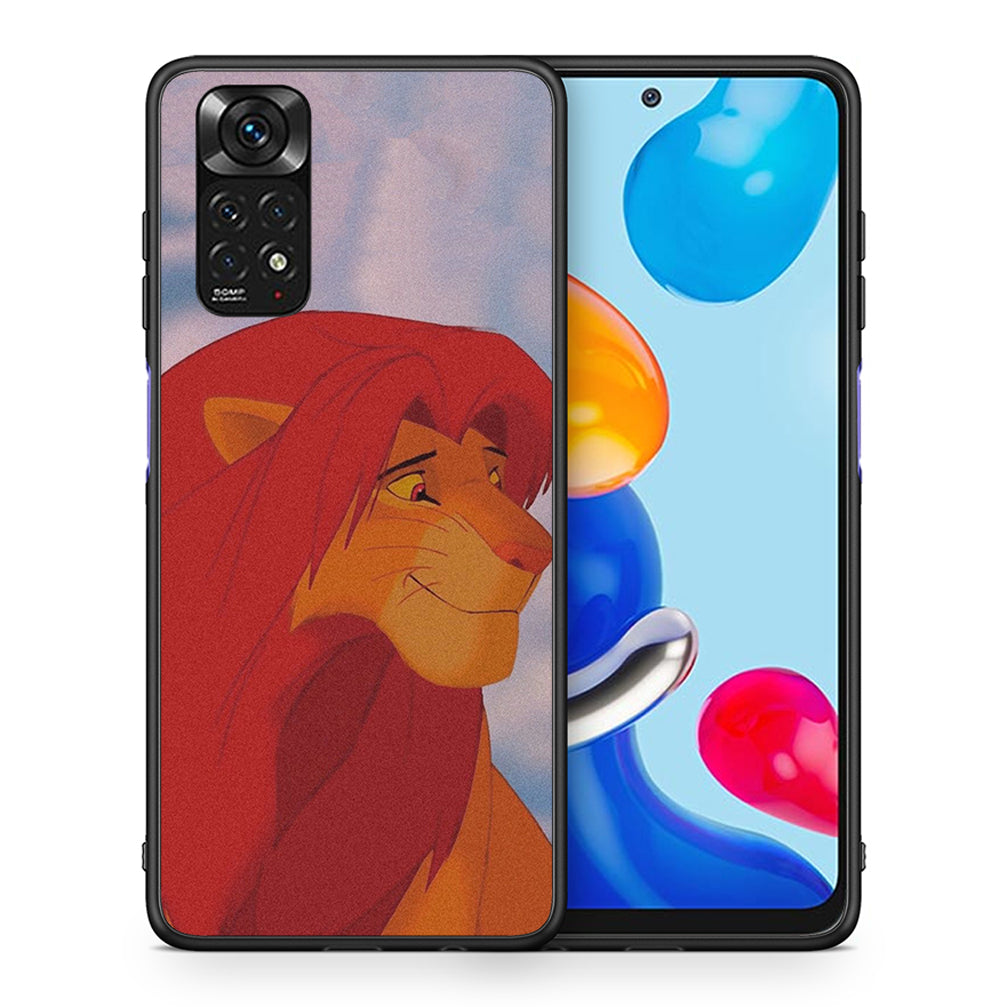 Θήκη Αγίου Βαλεντίνου Xiaomi Redmi Note 11 Lion Love 1 από τη Smartfits με σχέδιο στο πίσω μέρος και μαύρο περίβλημα | Xiaomi Redmi Note 11 Lion Love 1 case with colorful back and black bezels