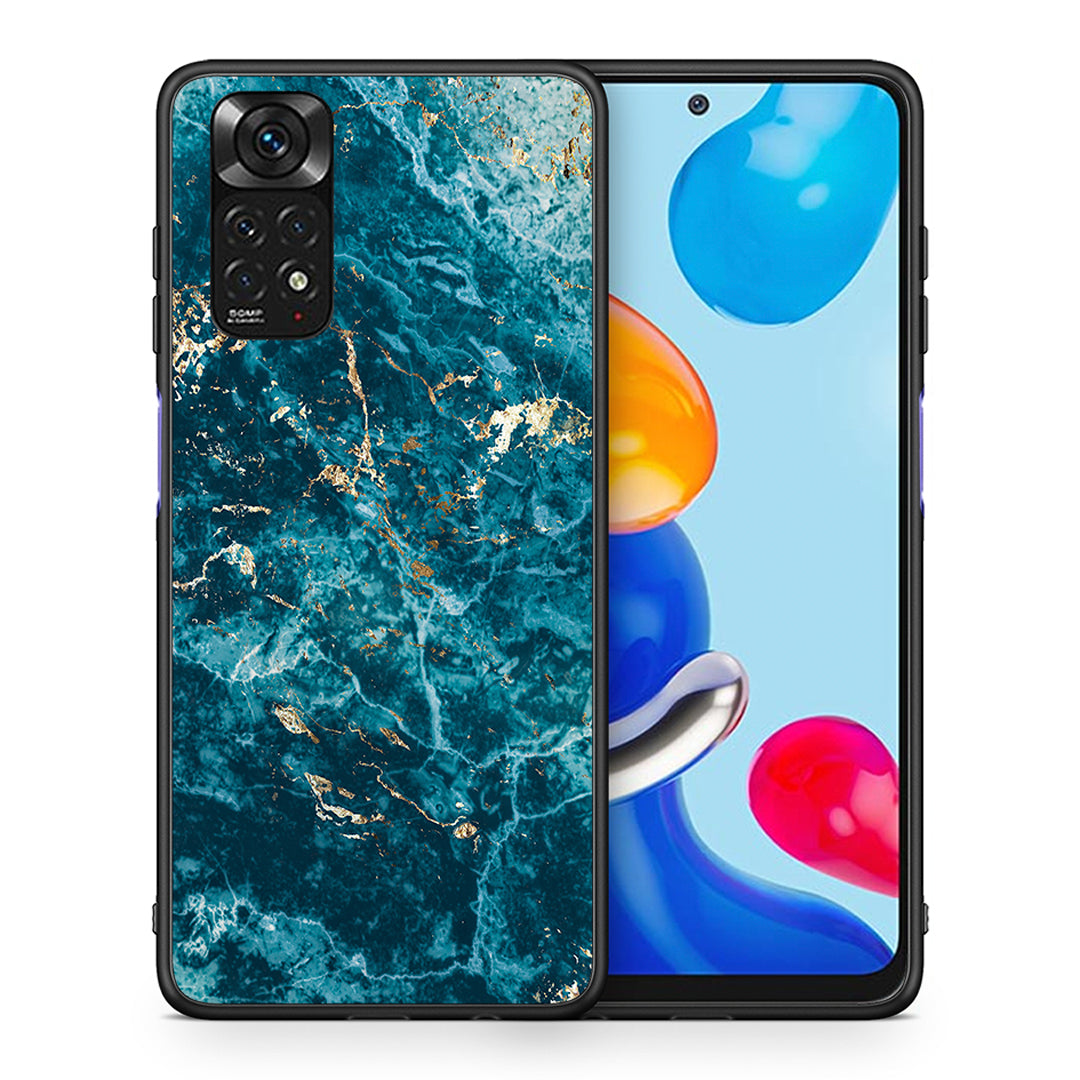 Θήκη Xiaomi Redmi Note 11 Marble Blue από τη Smartfits με σχέδιο στο πίσω μέρος και μαύρο περίβλημα | Xiaomi Redmi Note 11 Marble Blue case with colorful back and black bezels