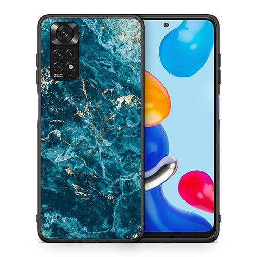 Θήκη Xiaomi Redmi Note 11 Marble Blue από τη Smartfits με σχέδιο στο πίσω μέρος και μαύρο περίβλημα | Xiaomi Redmi Note 11 Marble Blue case with colorful back and black bezels