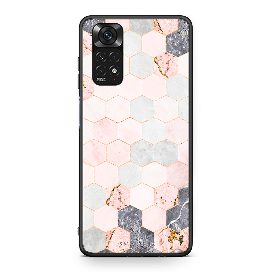 4 - Xiaomi Redmi Note 11 Hexagon Pink Marble case, cover, bumper