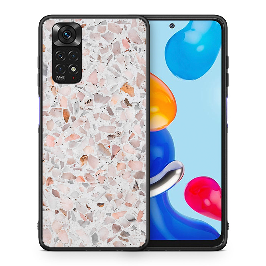Θήκη Xiaomi Redmi Note 11 Marble Terrazzo από τη Smartfits με σχέδιο στο πίσω μέρος και μαύρο περίβλημα | Xiaomi Redmi Note 11 Marble Terrazzo case with colorful back and black bezels