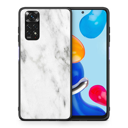 Θήκη Xiaomi Redmi Note 11 White Marble από τη Smartfits με σχέδιο στο πίσω μέρος και μαύρο περίβλημα | Xiaomi Redmi Note 11 White Marble case with colorful back and black bezels
