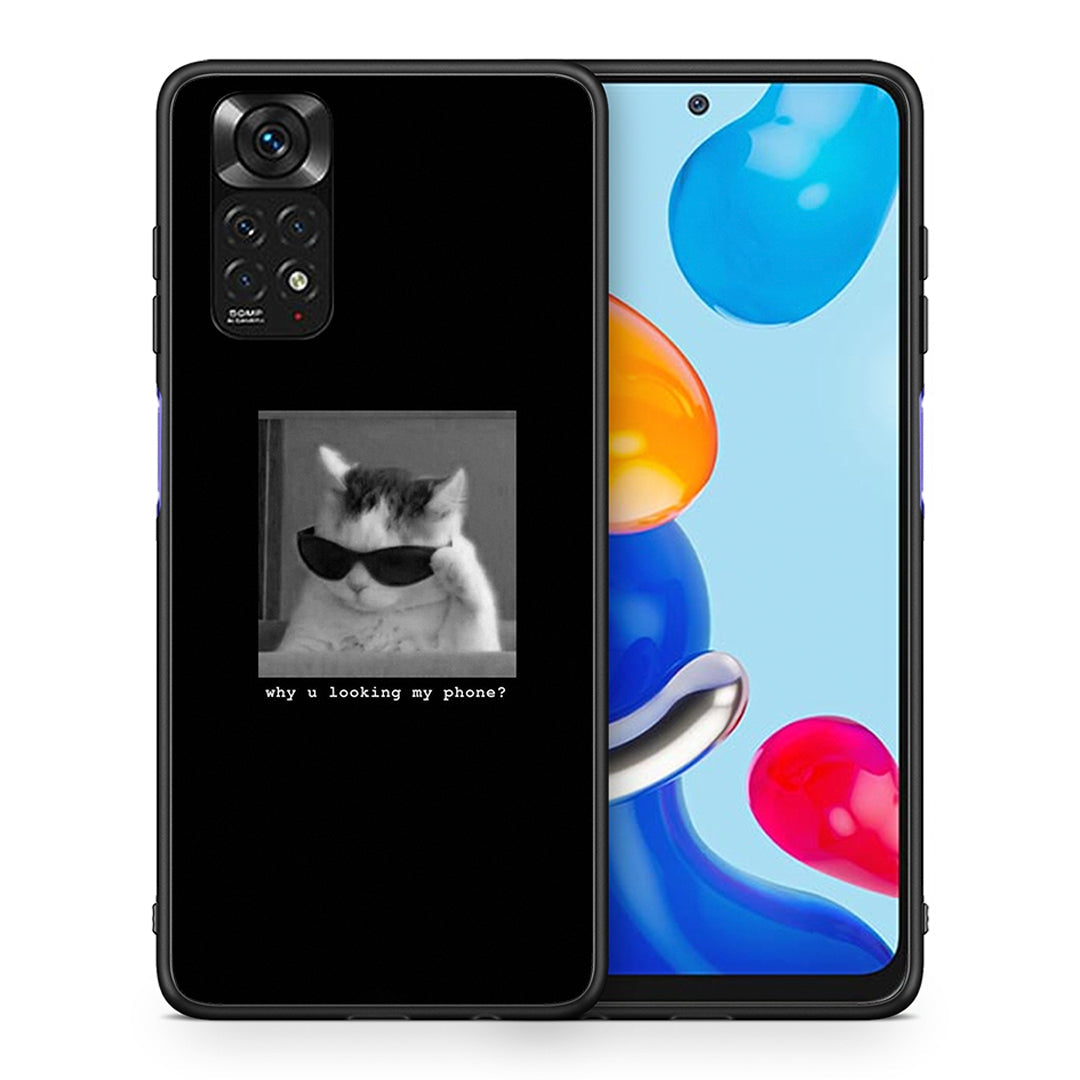 Θήκη Xiaomi Redmi Note 11 Meme Cat από τη Smartfits με σχέδιο στο πίσω μέρος και μαύρο περίβλημα | Xiaomi Redmi Note 11 Meme Cat case with colorful back and black bezels