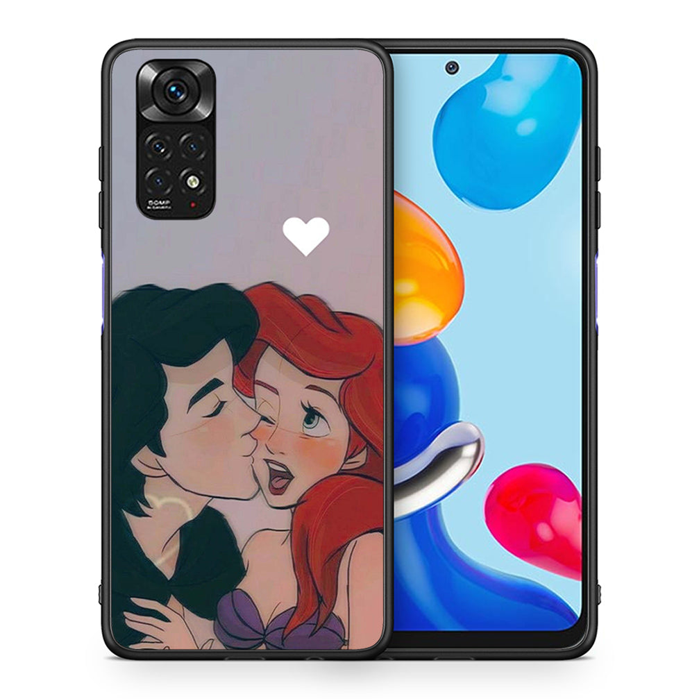 Θήκη Αγίου Βαλεντίνου Xiaomi Redmi Note 11 Mermaid Love από τη Smartfits με σχέδιο στο πίσω μέρος και μαύρο περίβλημα | Xiaomi Redmi Note 11 Mermaid Love case with colorful back and black bezels