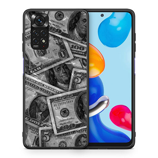 Θήκη Xiaomi Redmi Note 11 Money Dollars από τη Smartfits με σχέδιο στο πίσω μέρος και μαύρο περίβλημα | Xiaomi Redmi Note 11 Money Dollars case with colorful back and black bezels