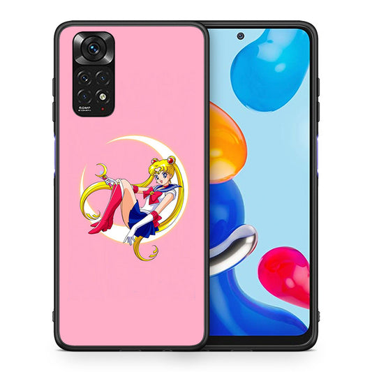 Θήκη Xiaomi Redmi Note 11 Moon Girl από τη Smartfits με σχέδιο στο πίσω μέρος και μαύρο περίβλημα | Xiaomi Redmi Note 11 Moon Girl case with colorful back and black bezels