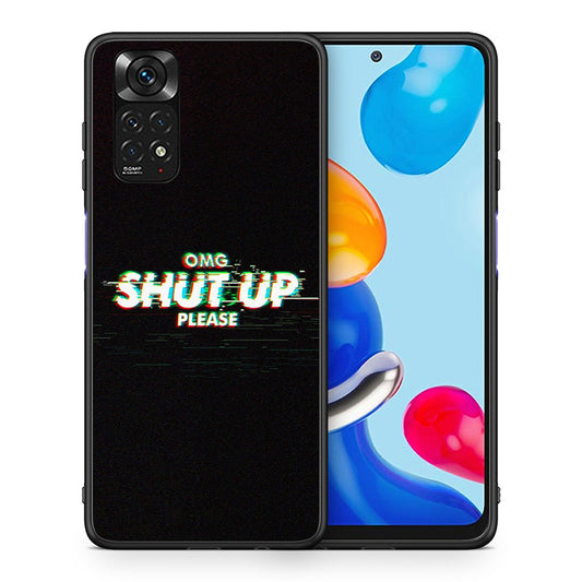 Θήκη Xiaomi Redmi Note 11 OMG ShutUp από τη Smartfits με σχέδιο στο πίσω μέρος και μαύρο περίβλημα | Xiaomi Redmi Note 11 OMG ShutUp case with colorful back and black bezels