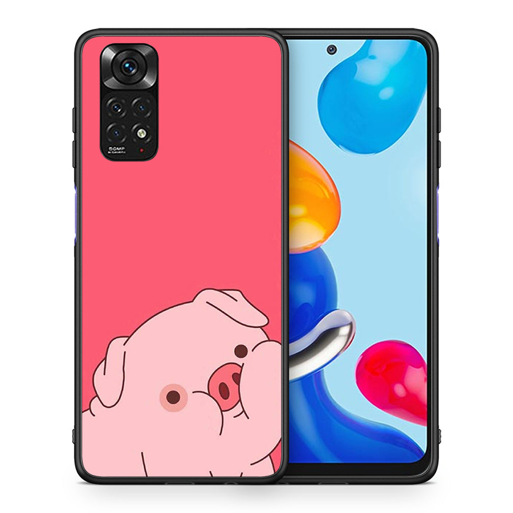 Θήκη Αγίου Βαλεντίνου Xiaomi Redmi Note 11 Pig Love 1 από τη Smartfits με σχέδιο στο πίσω μέρος και μαύρο περίβλημα | Xiaomi Redmi Note 11 Pig Love 1 case with colorful back and black bezels
