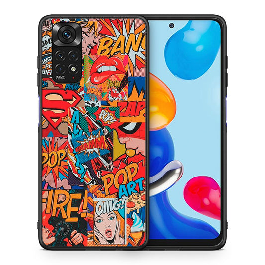 Θήκη Xiaomi Redmi Note 11 PopArt OMG από τη Smartfits με σχέδιο στο πίσω μέρος και μαύρο περίβλημα | Xiaomi Redmi Note 11 PopArt OMG case with colorful back and black bezels