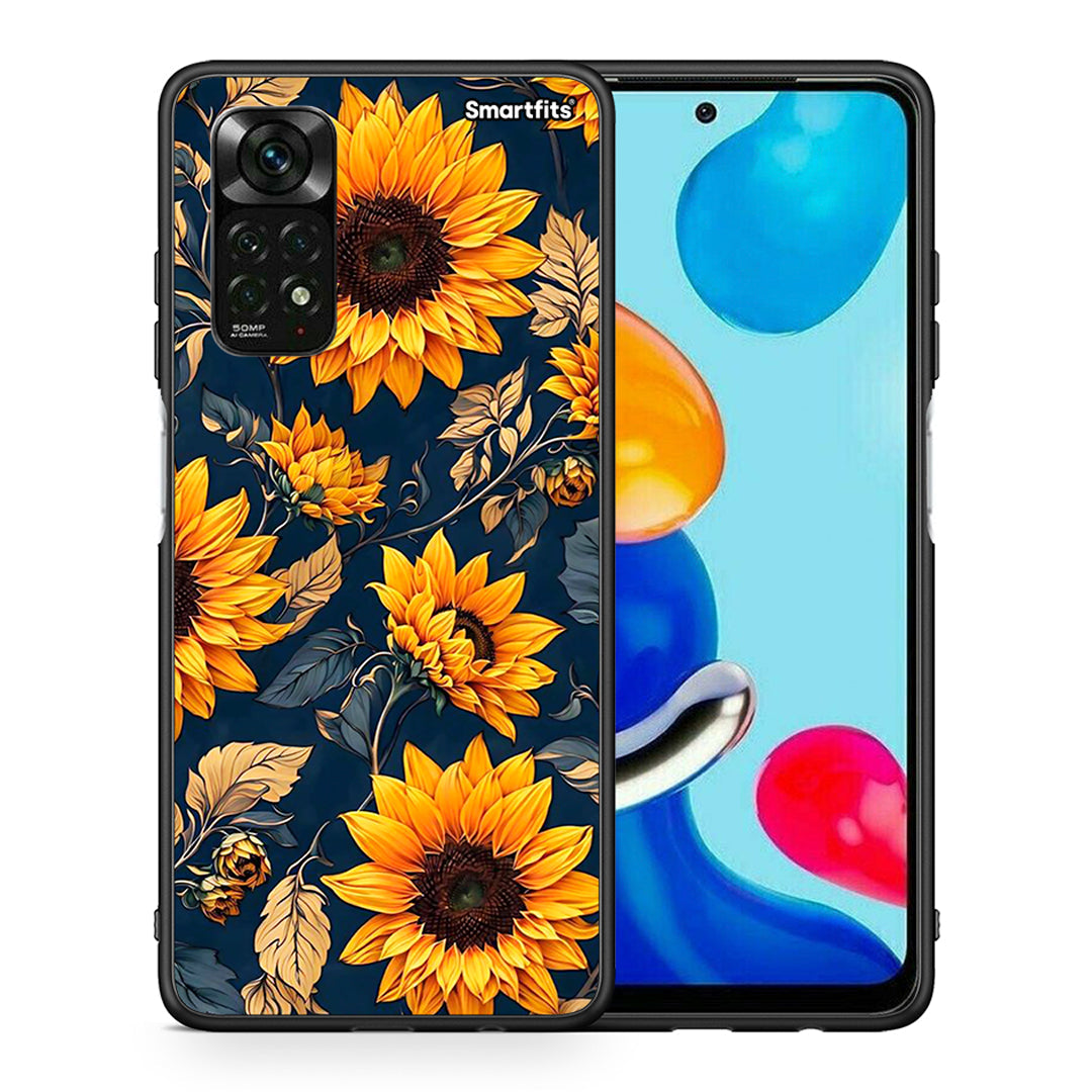 Θήκη Xiaomi Redmi Note 11 Pro 5G Autumn Sunflowers από τη Smartfits με σχέδιο στο πίσω μέρος και μαύρο περίβλημα | Xiaomi Redmi Note 11 Pro 5G Autumn Sunflowers case with colorful back and black bezels
