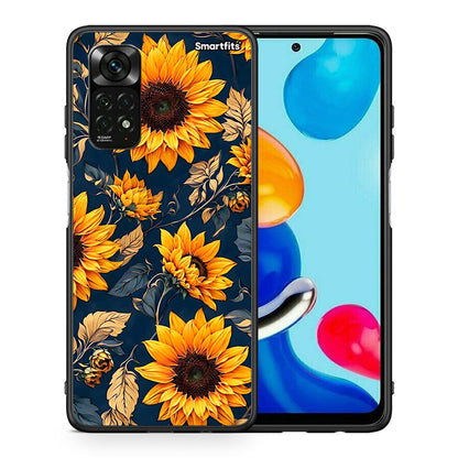 Θήκη Xiaomi Redmi Note 12 Pro 4G Autumn Sunflowers από τη Smartfits με σχέδιο στο πίσω μέρος και μαύρο περίβλημα | Xiaomi Redmi Note 12 Pro 4G Autumn Sunflowers case with colorful back and black bezels