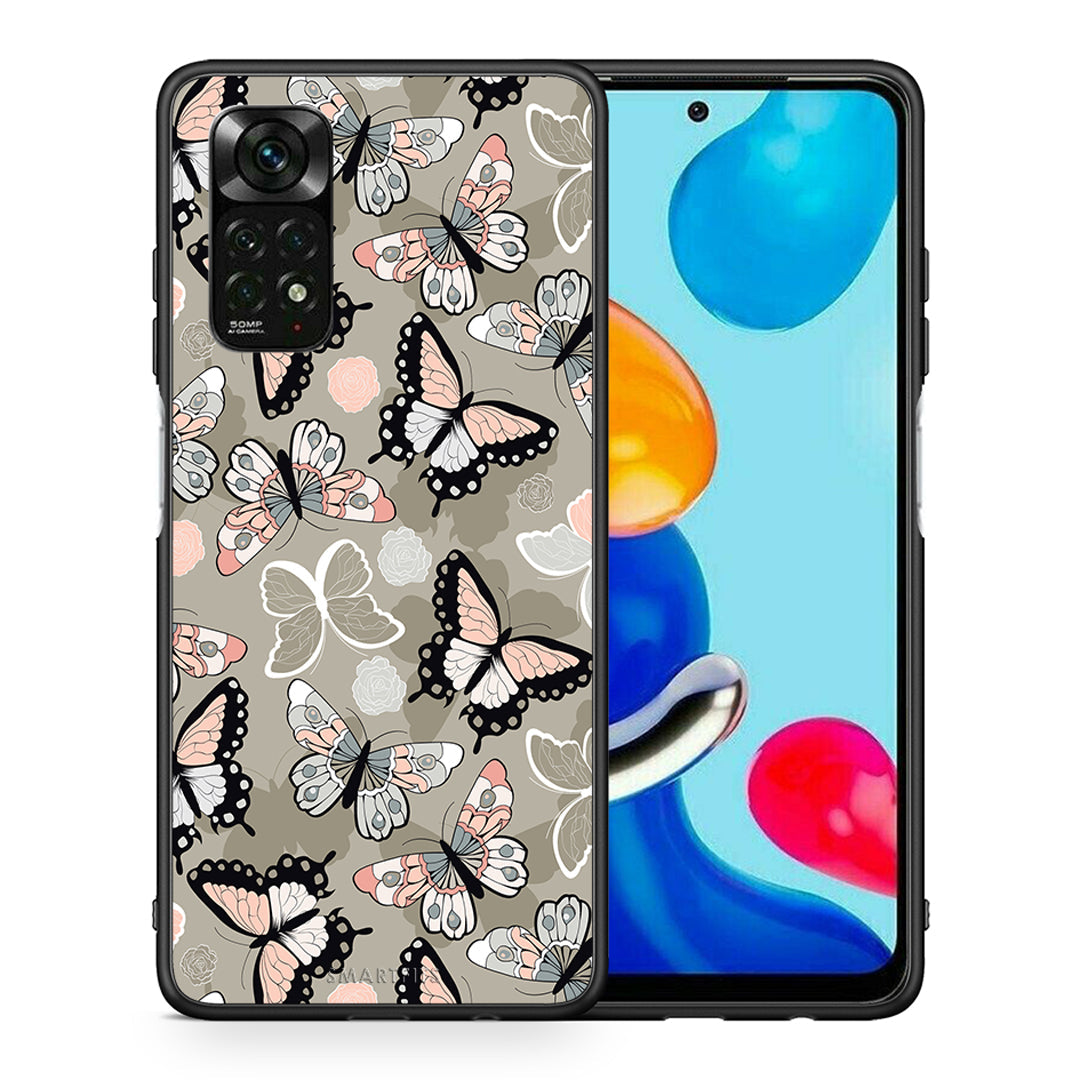 Θήκη Xiaomi Redmi Note 11 Pro 5G Butterflies Boho από τη Smartfits με σχέδιο στο πίσω μέρος και μαύρο περίβλημα | Xiaomi Redmi Note 11 Pro 5G Butterflies Boho case with colorful back and black bezels