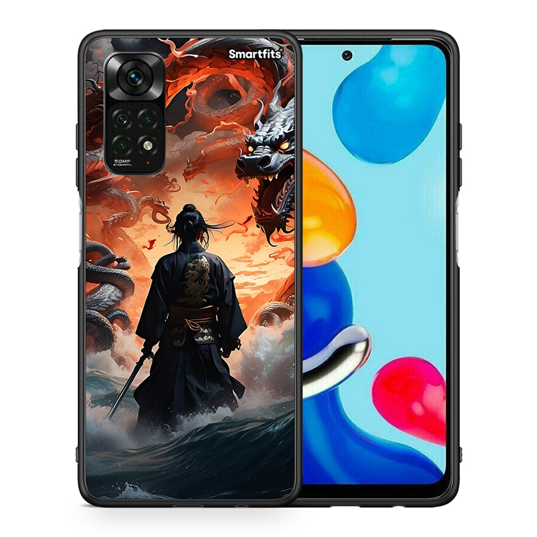 Θήκη Xiaomi Redmi Note 11 Pro 5G Dragons Fight από τη Smartfits με σχέδιο στο πίσω μέρος και μαύρο περίβλημα | Xiaomi Redmi Note 11 Pro 5G Dragons Fight case with colorful back and black bezels