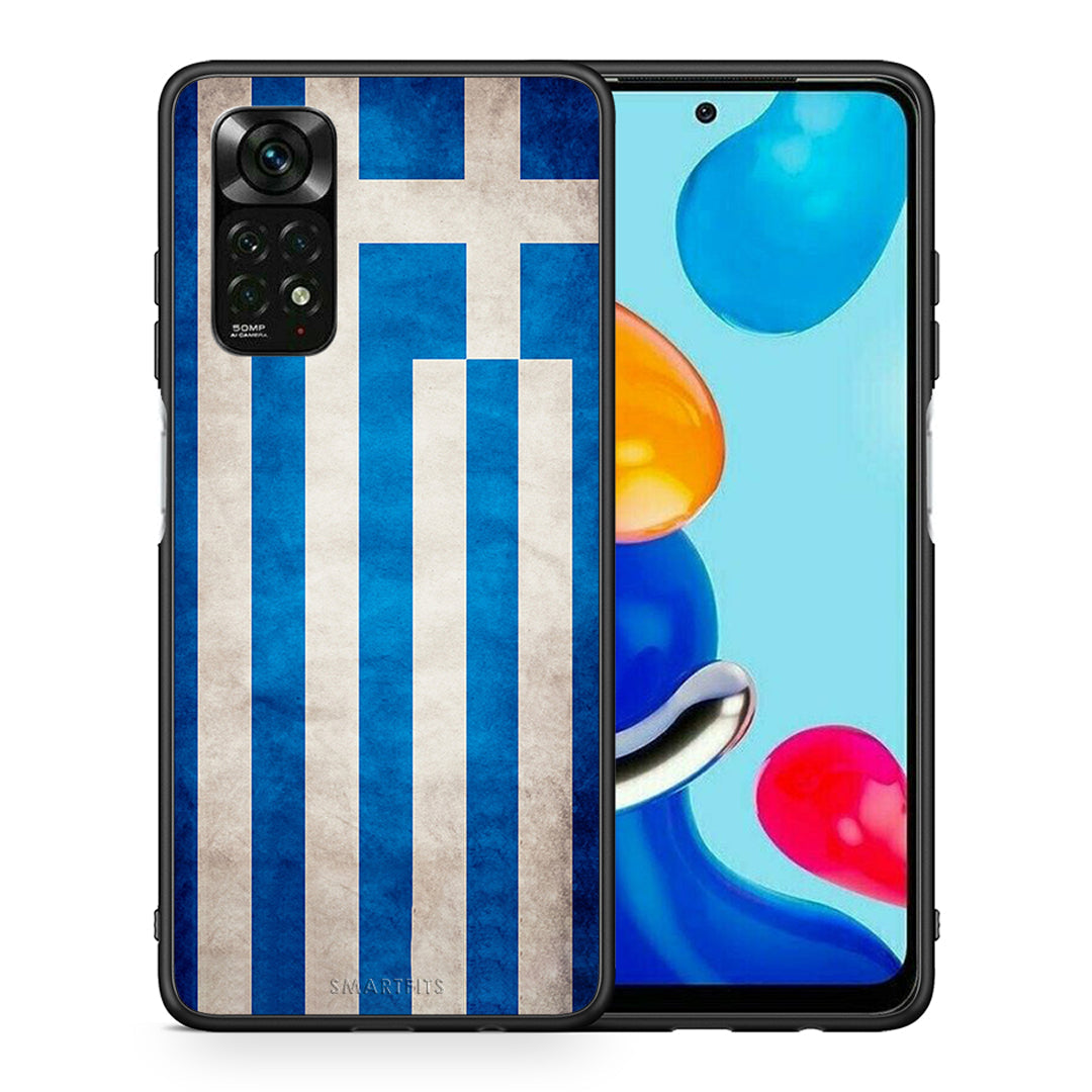 Θήκη Xiaomi Redmi Note 12 Pro 4G Greek Flag από τη Smartfits με σχέδιο στο πίσω μέρος και μαύρο περίβλημα | Xiaomi Redmi Note 12 Pro 4G Greek Flag case with colorful back and black bezels