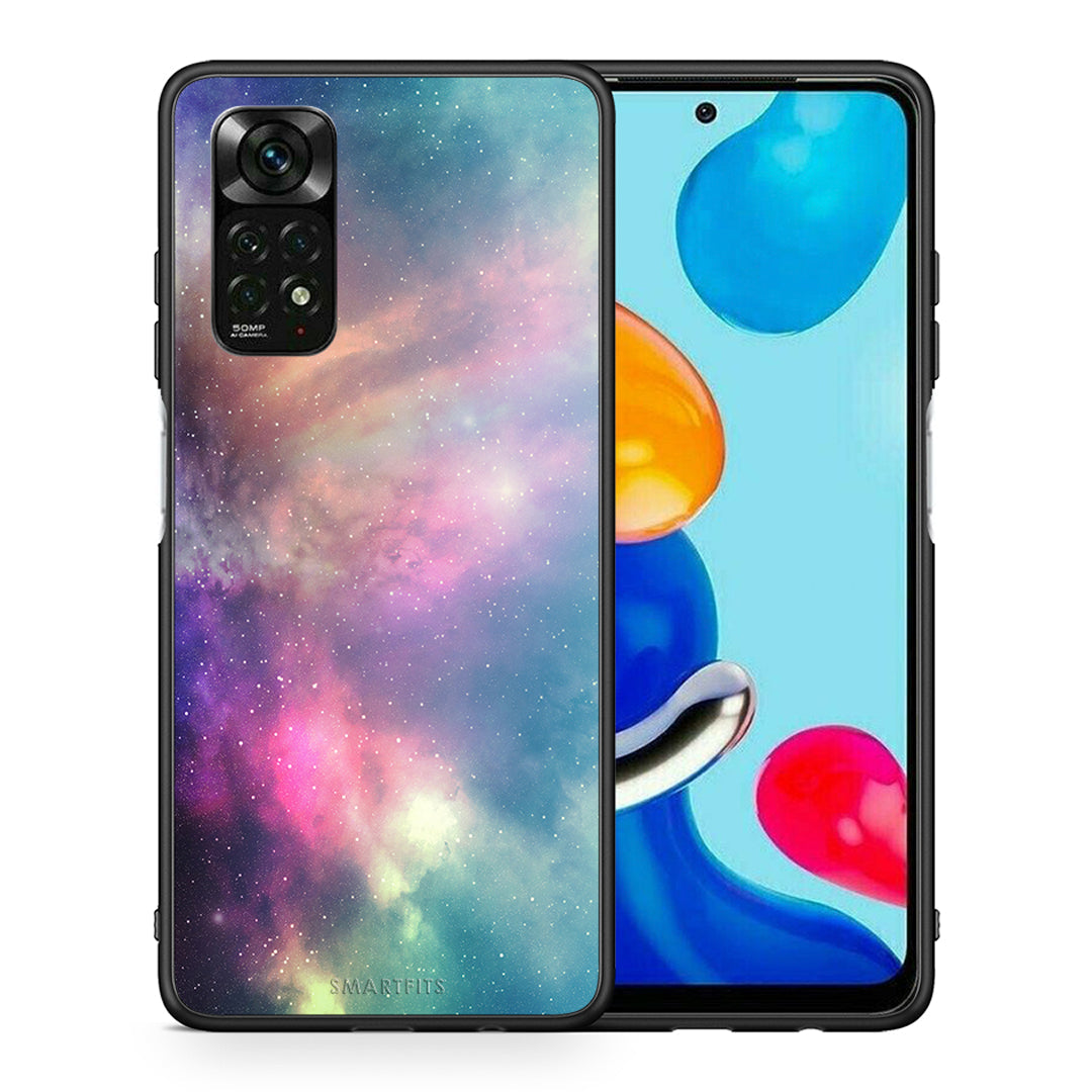 Θήκη Xiaomi Redmi Note 11 Pro 5G Rainbow Galaxy από τη Smartfits με σχέδιο στο πίσω μέρος και μαύρο περίβλημα | Xiaomi Redmi Note 11 Pro 5G Rainbow Galaxy case with colorful back and black bezels