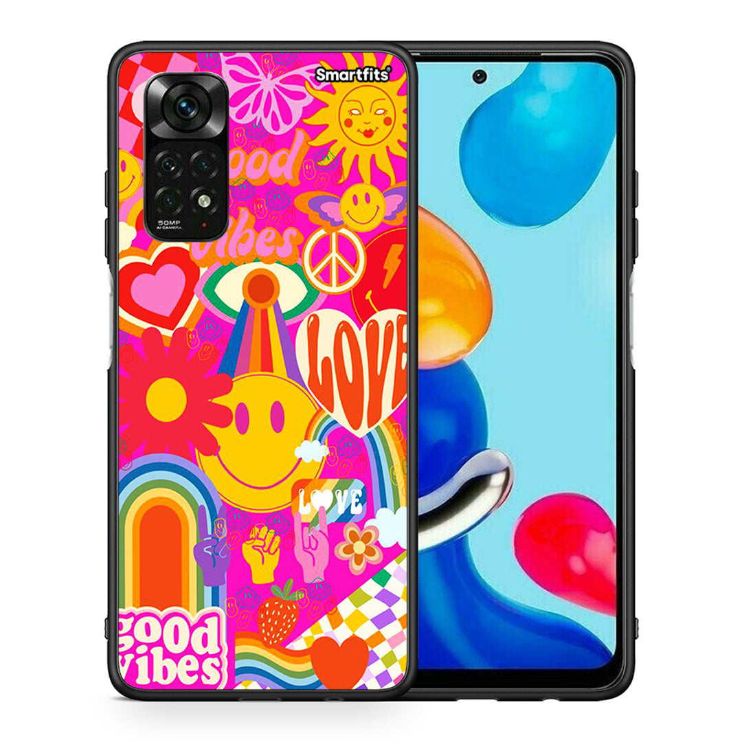 Θήκη Xiaomi Redmi Note 12 Pro 4G Hippie Love από τη Smartfits με σχέδιο στο πίσω μέρος και μαύρο περίβλημα | Xiaomi Redmi Note 12 Pro 4G Hippie Love case with colorful back and black bezels
